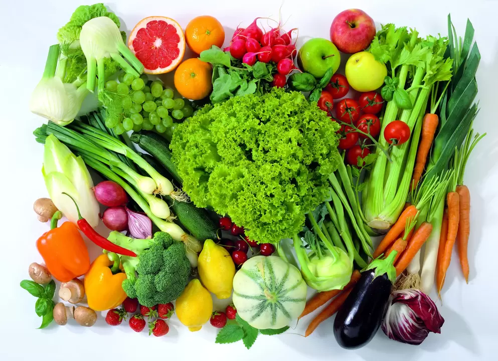 Potencia de verduras y frutas. 